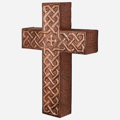 Wall Mount Cross Sculpture Copper Artwork