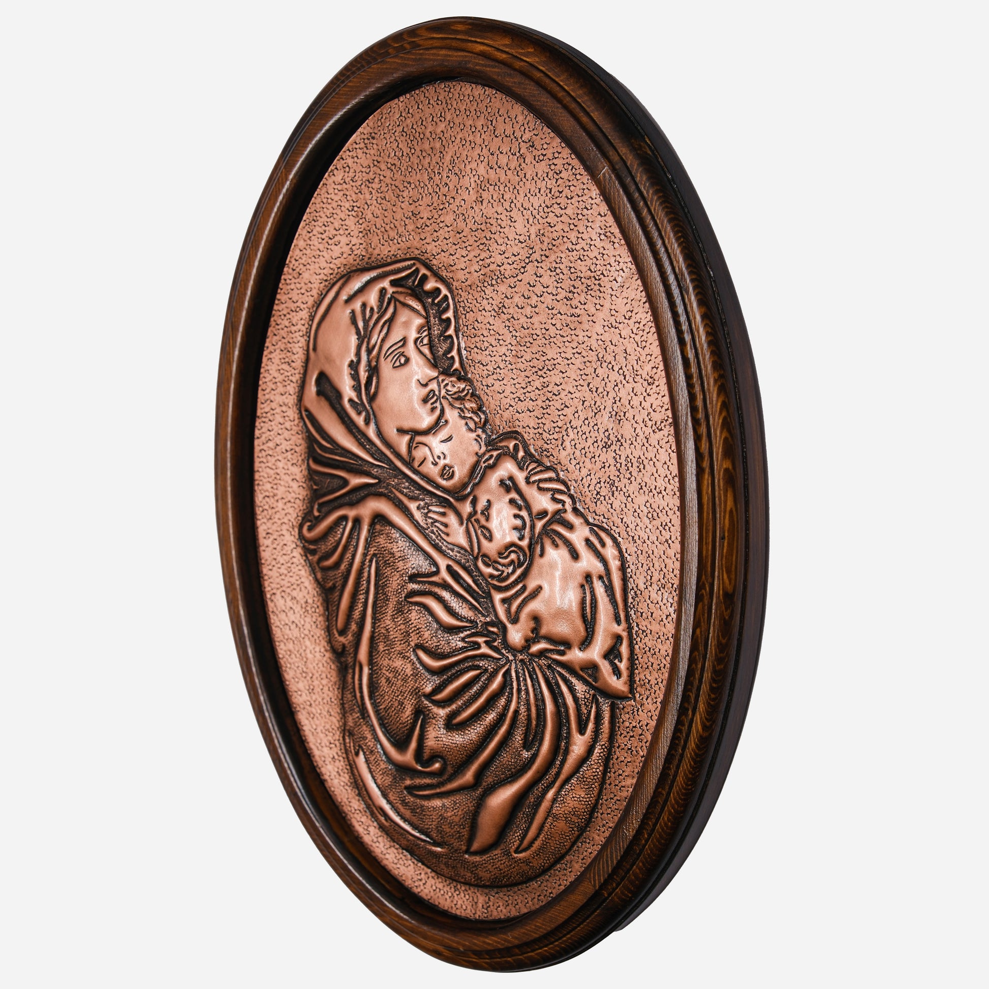 Saint Mary and Baby Jesus Icon Copper Wall Plaque Hanging Christian Religious Home and Church Decor