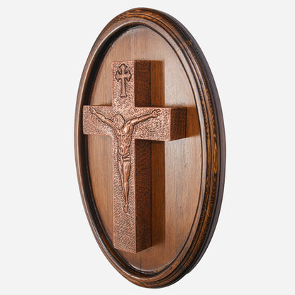 Copper Cross Wall Art (Wooden Base)