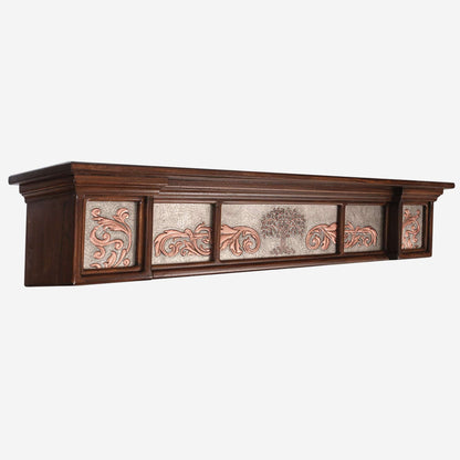 Copper and Wood Floating Shelf (Tree of Life, Gray&Copper Color)