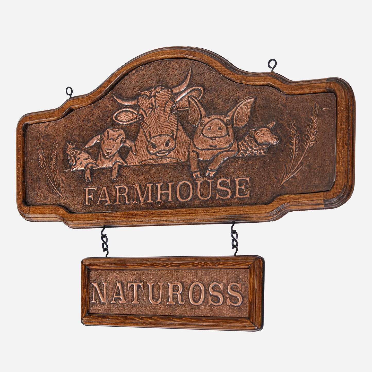 Copper Large Farmhouse Gate Sign Rider (Personalized with Name, Brown Patina)