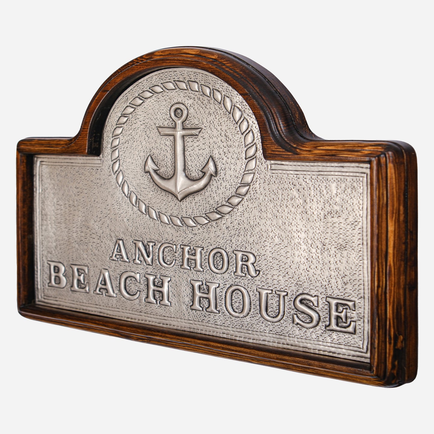 Copper Beach House Sign (Anchor, Personalized, Silver Color)