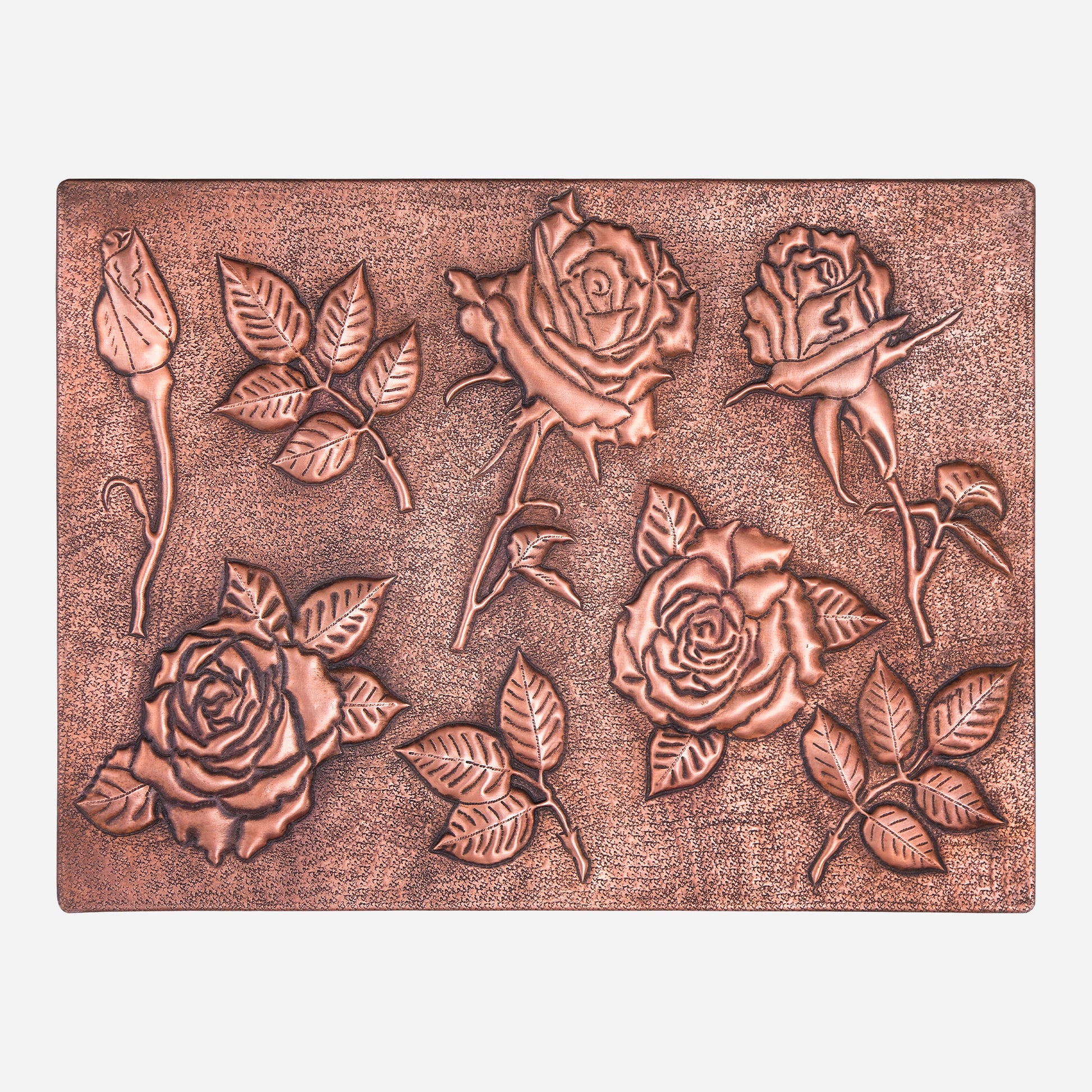 Copper Floral Scene Handmade Art Tile 11.7"x 15.7" - Natuross