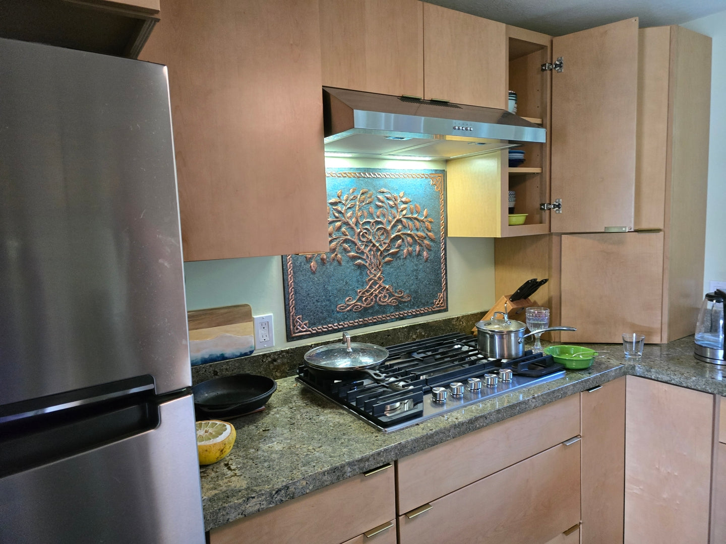 Tree of Life Copper Backsplash — Blue Copper