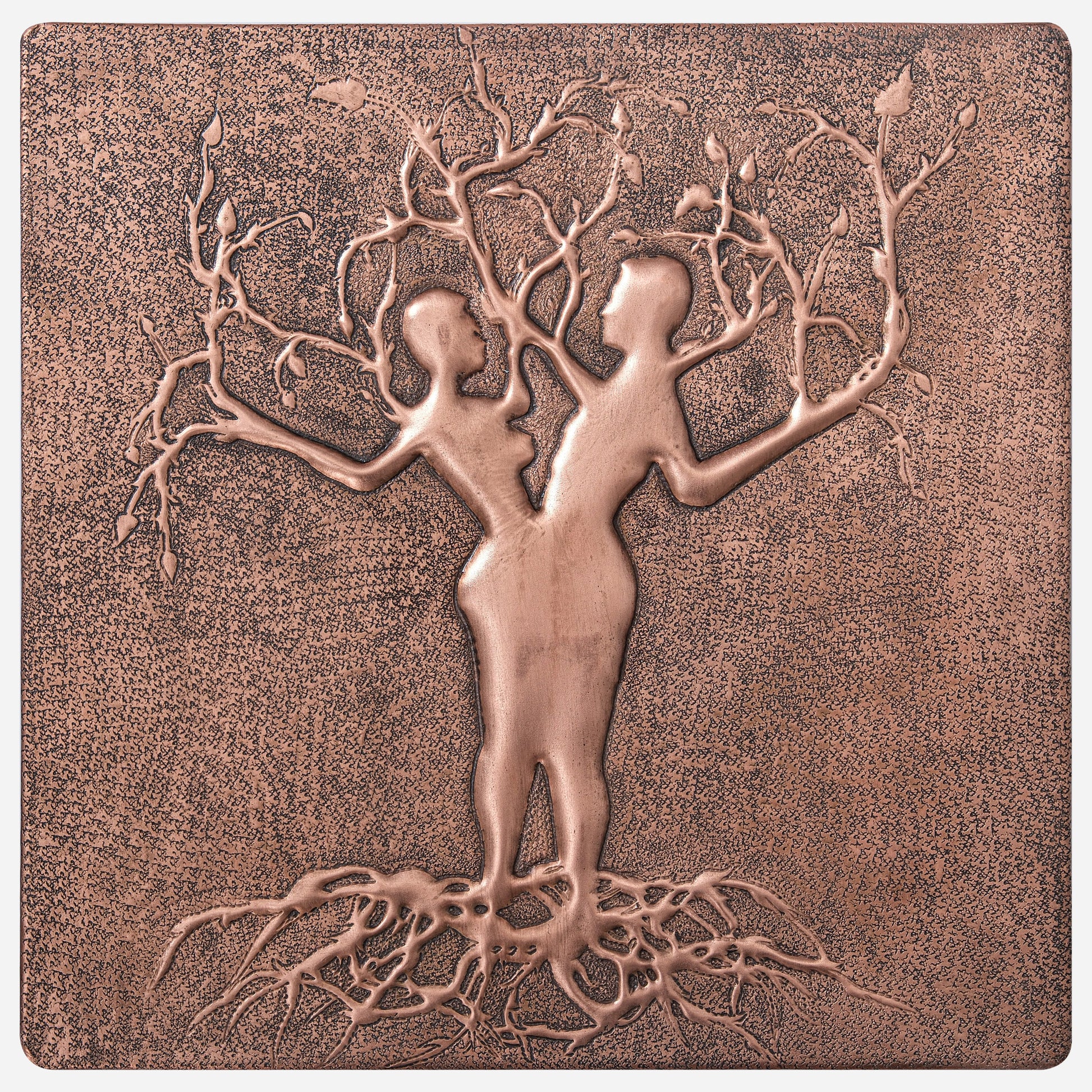 Copper Love Tree Handmade Art Tile 11.8x11.8" - Natuross