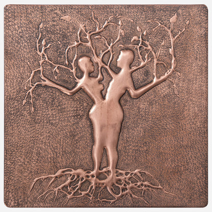 Copper Love Tree Handmade Art Tile 11.8x11.8" - Natuross