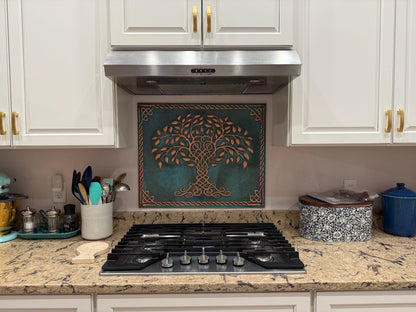 Tree of Life Copper Backsplash — Green Copper