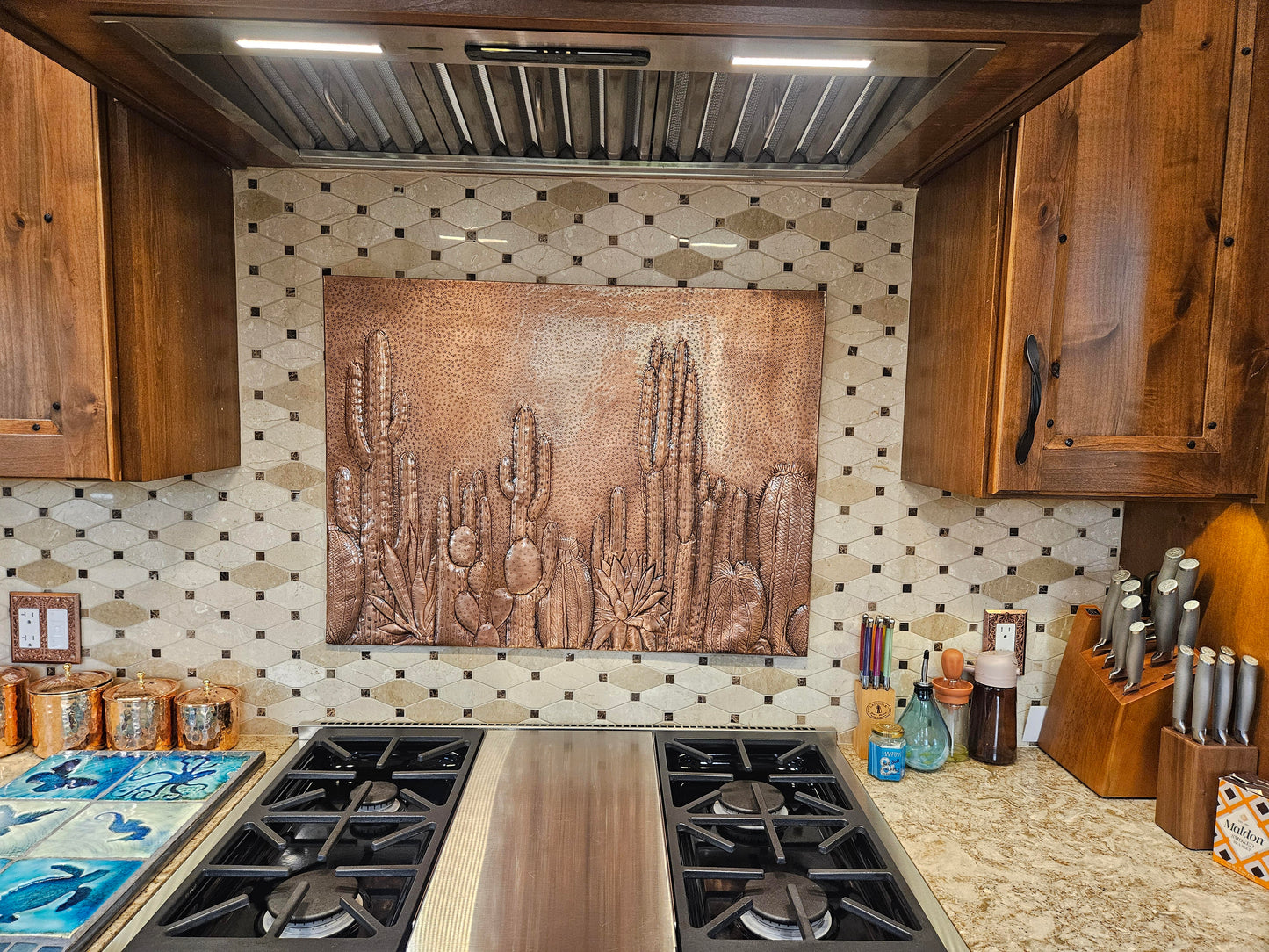 Cacti Copper Kitchen Backsplash