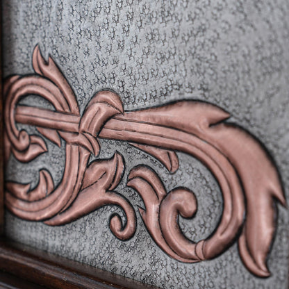 Copper and Wood Floating Shelf (Tree of Life, Gray&Copper Color)