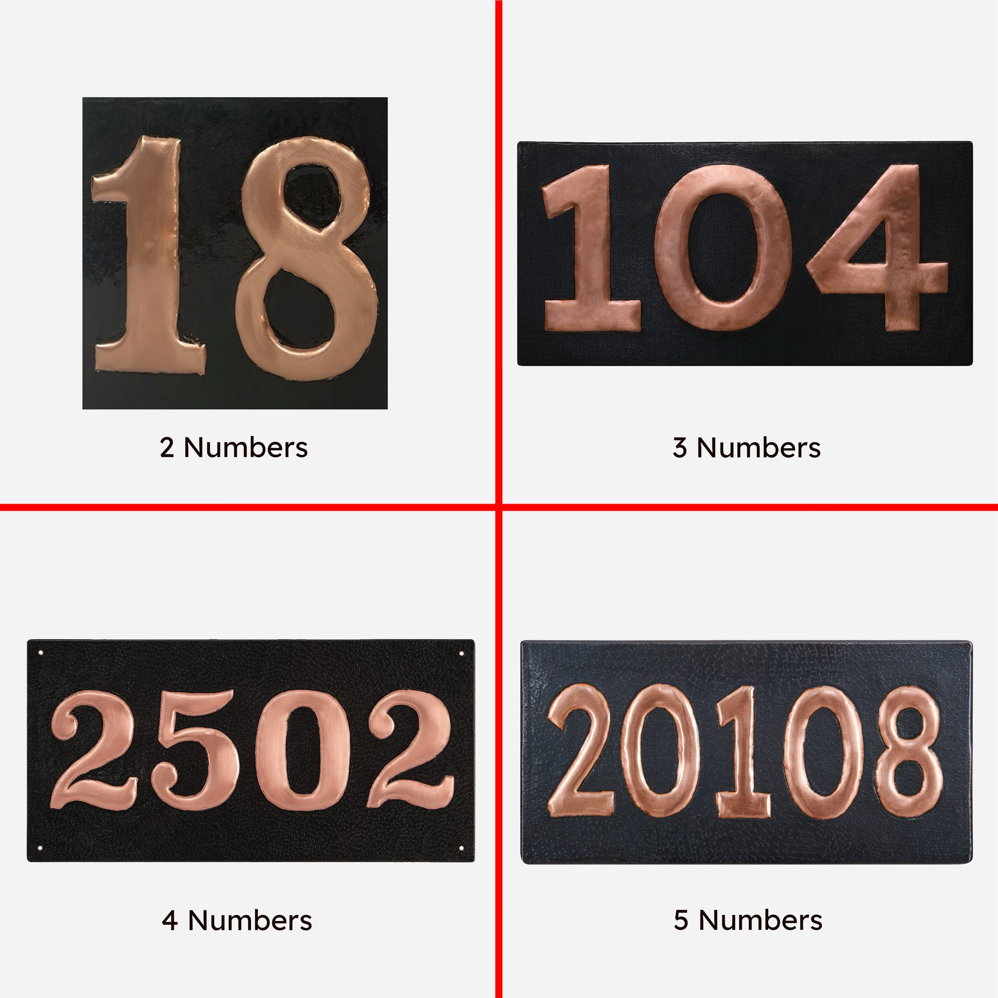 Copper House Number Plaque (Horizontal, Black) - Natuross