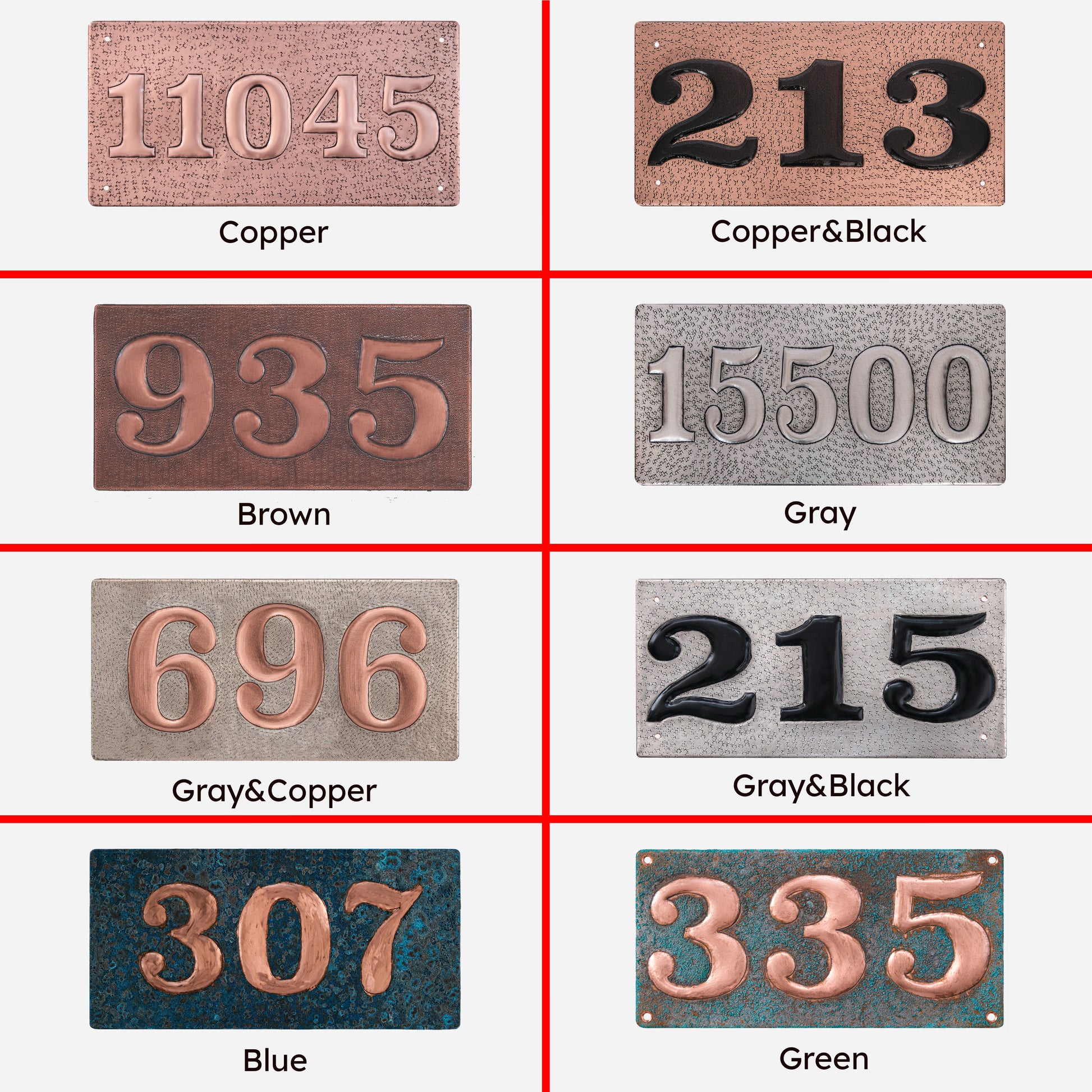 Copper House Number Plaque (Horizontal, Black) - Natuross