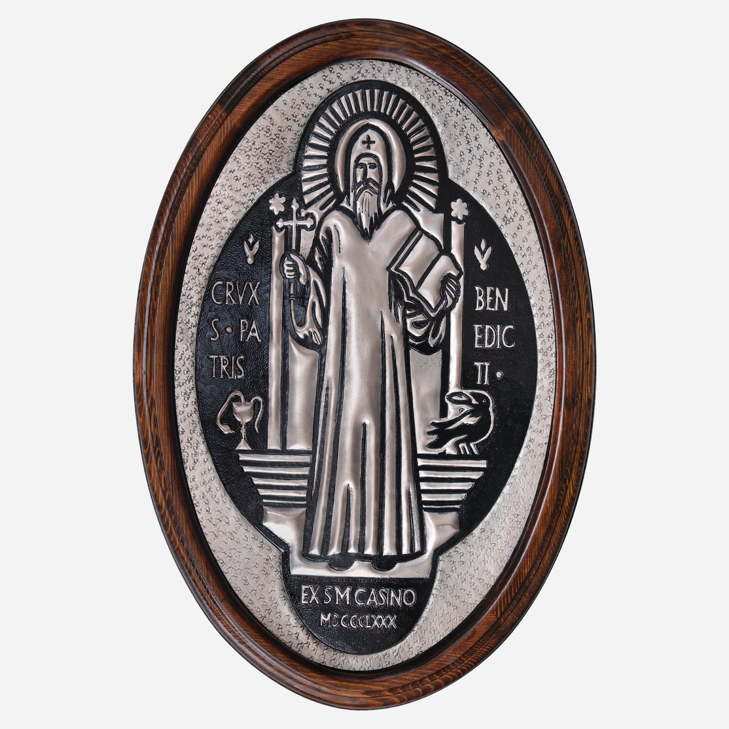 St. Benedict Copper and Wood Wall Art 17.8"x12" Gray&Black