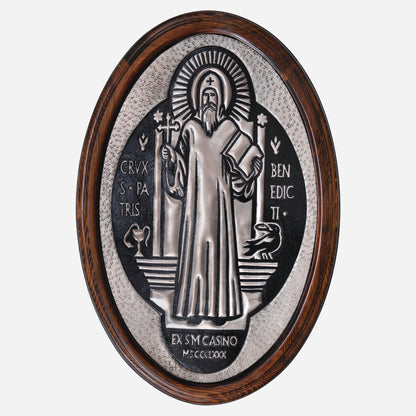 St. Benedict Copper and Wood Wall Art 17.8"x12" Gray&Black - Natuross