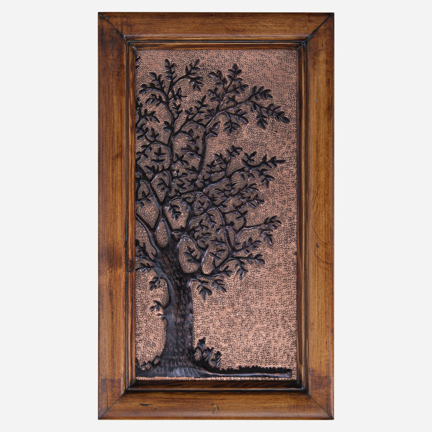 Tree Scene Copper and Wood Wall Art 13.8"x7.9" Copper&Black