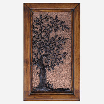 Tree Scene Copper and Wood Wall Art 13.8"x7.9" Copper&Black - Natuross