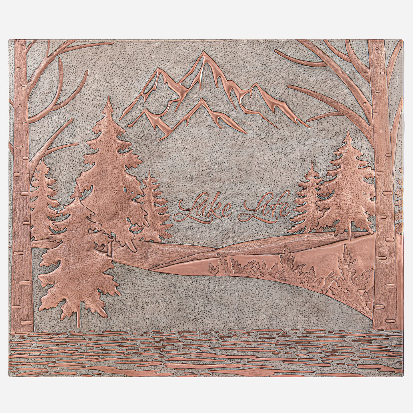 Copper Lake House Sign (Mountains, Pine Trees, and Lake) - Natuross