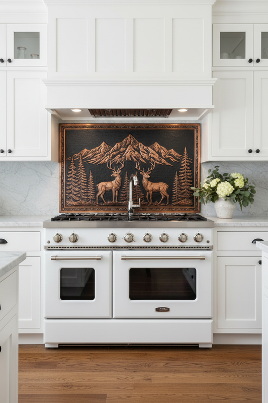 54 Inch Black Deer Copper Backsplash Over 54" Professional Range Modern Farmhouse