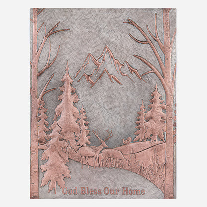 Home Blessing Sign (Mountains, Pine Trees, and Deers) - Natuross