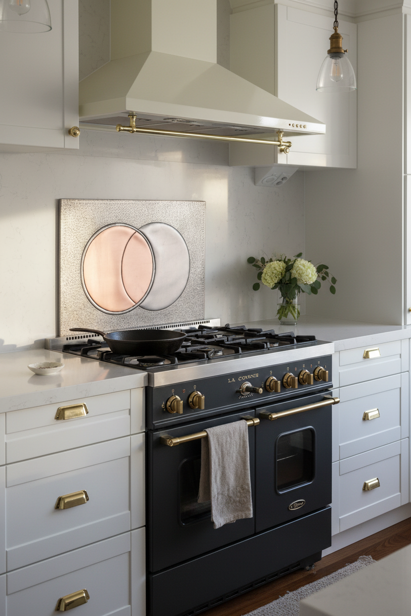 54x36 Inch Eclipse Gray & Copper Backsplash Transitional Kitchen Three-Quarter View