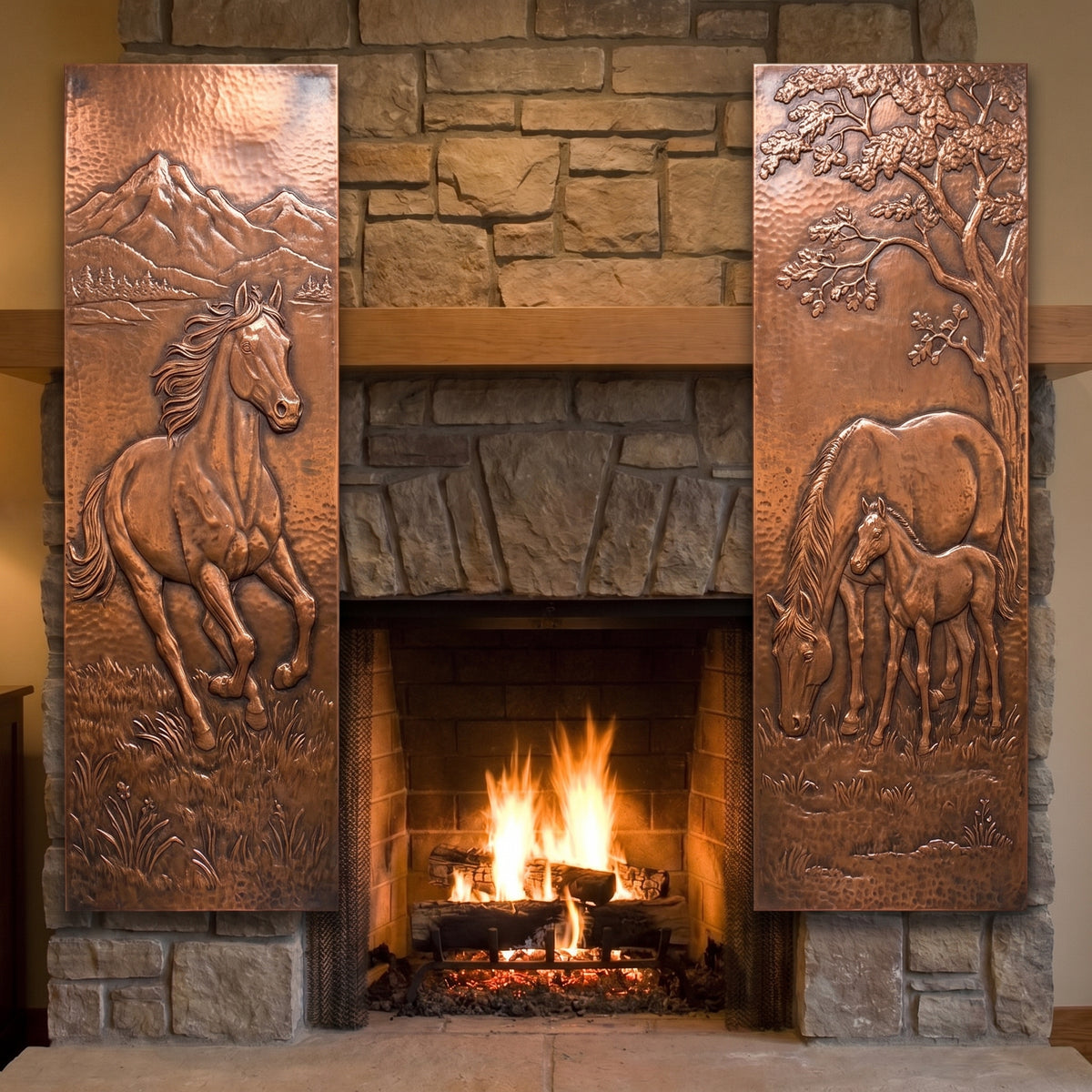 Horse Copper Panel Pair