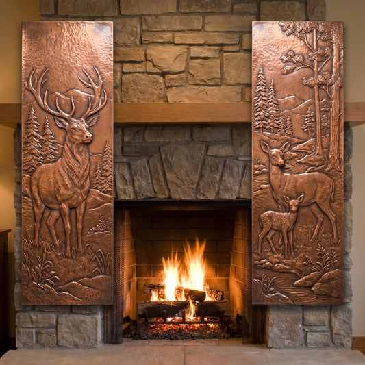 Deer Copper Panel Pair