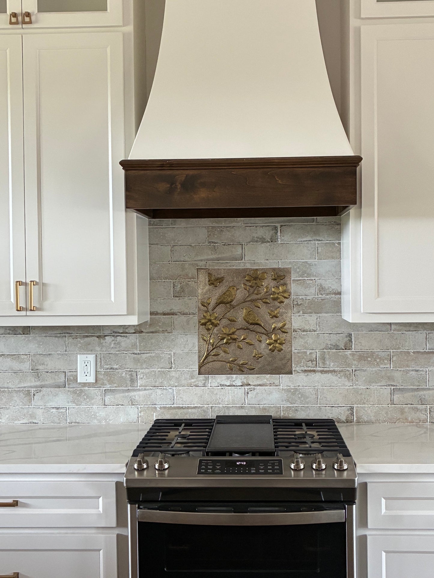 Birds & Blossoms Brass Backsplash