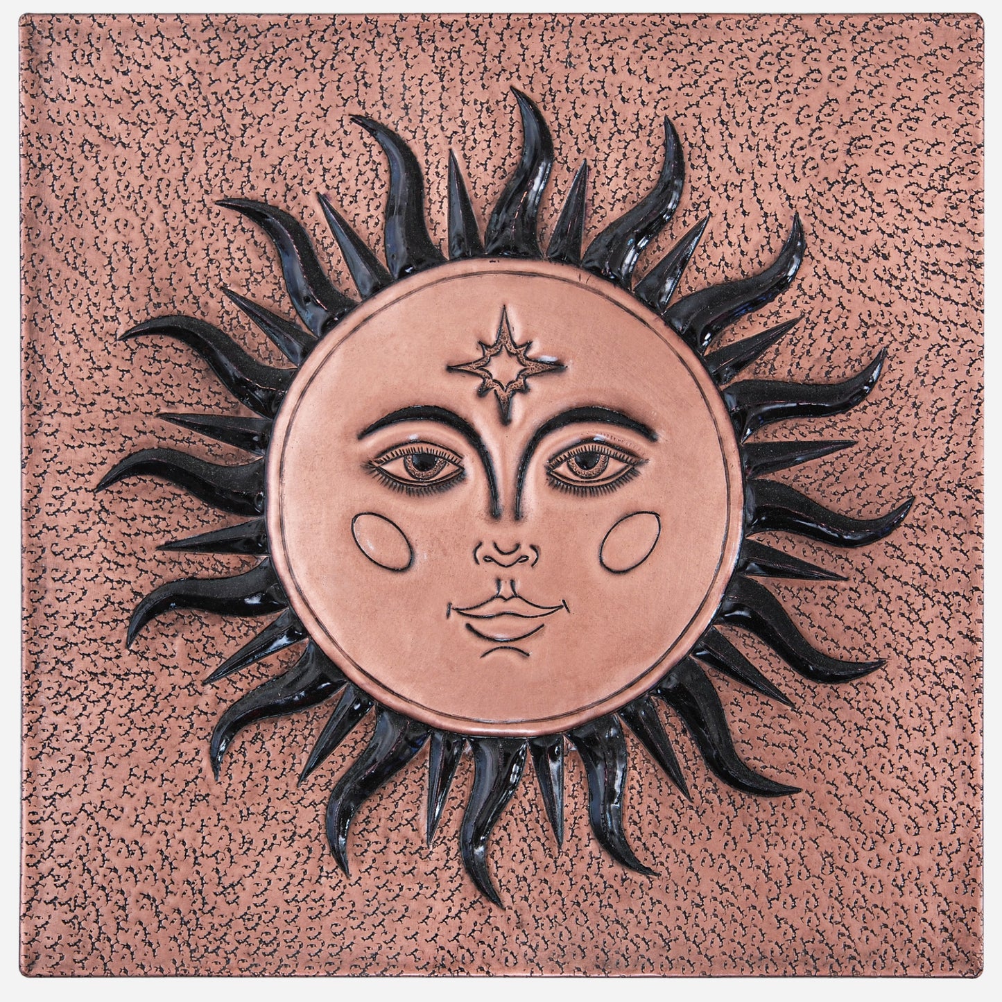 Sun with Face Copper Wall Art 11.9"x11.9" Copper&Black