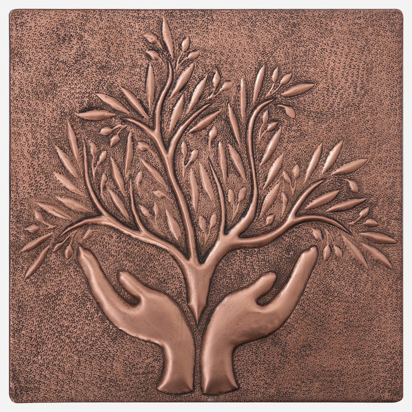 Copper Olive Tree in Hands Wall Art 11.8x11.8" - Natuross