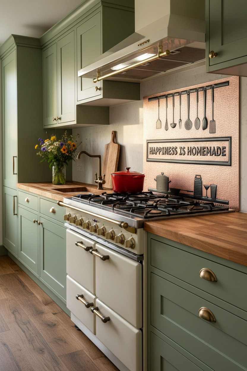 60 Inch Happiness is Homemade Copper & Black Backsplash Over 60" Professional Range Vintage
