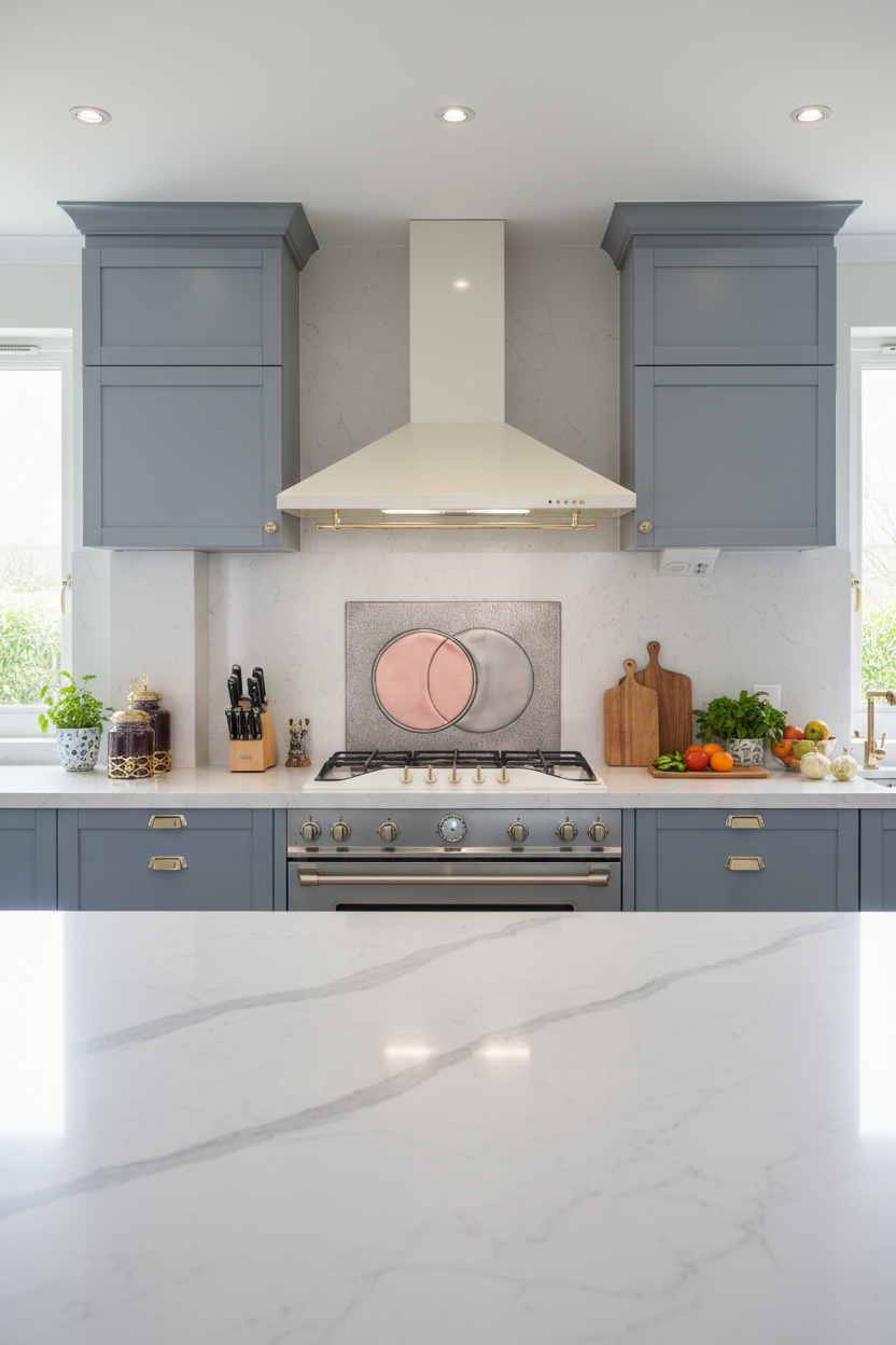 60x36 Inch Eclipse Gray & Copper Backsplash Charcoal Kitchen Wide Angle