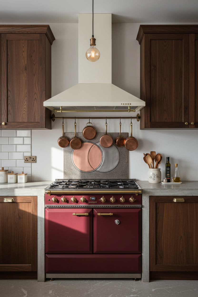 60x36 Inch Eclipse Gray & Copper Backsplash Industrial Kitchen Straight View
