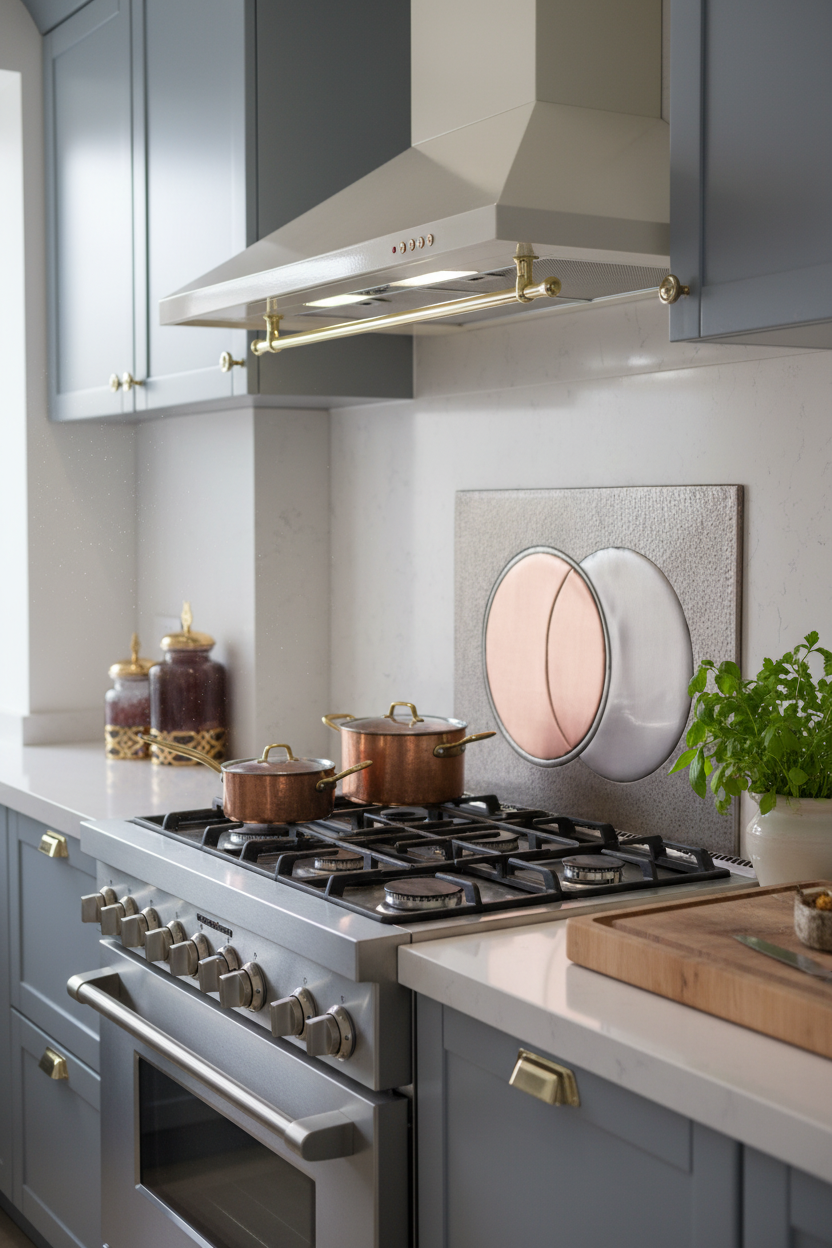 60x36 Inch Eclipse Gray & Copper Backsplash Modern Kitchen Side View