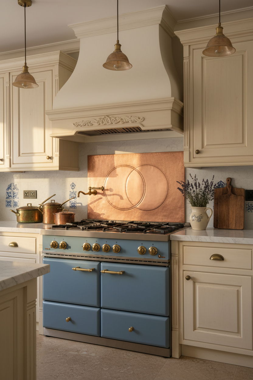 60x36 Inch Eclipse Natural Copper Backsplash French Country Kitchen