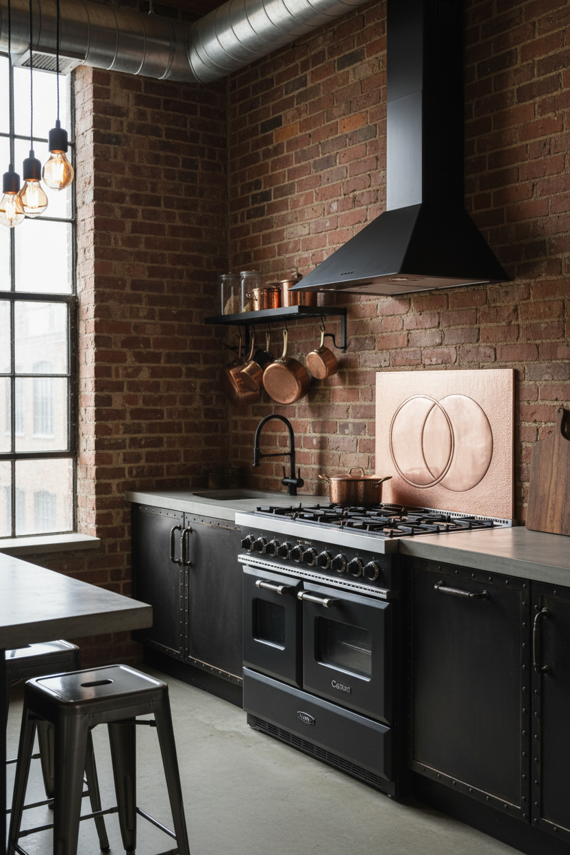 60x36 Inch Eclipse Natural Copper Backsplash Industrial Loft Kitchen