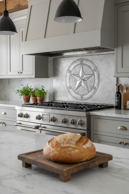 60x36 Inch Lone Star Gray Backsplash Macro Close View Ultra-Luxury Transitional Western Ranch Kitchen