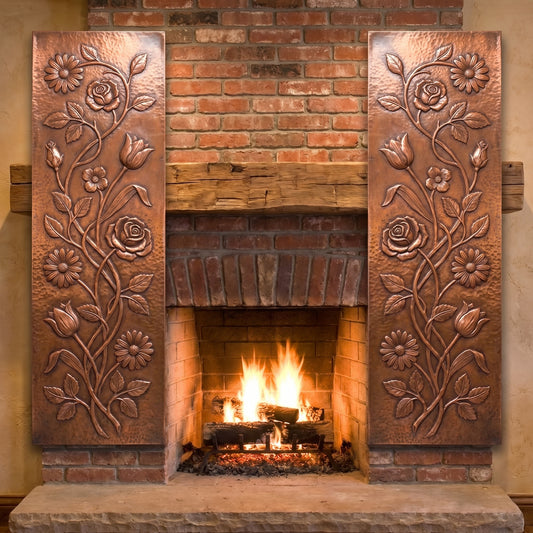 Floral Copper Panel Pair