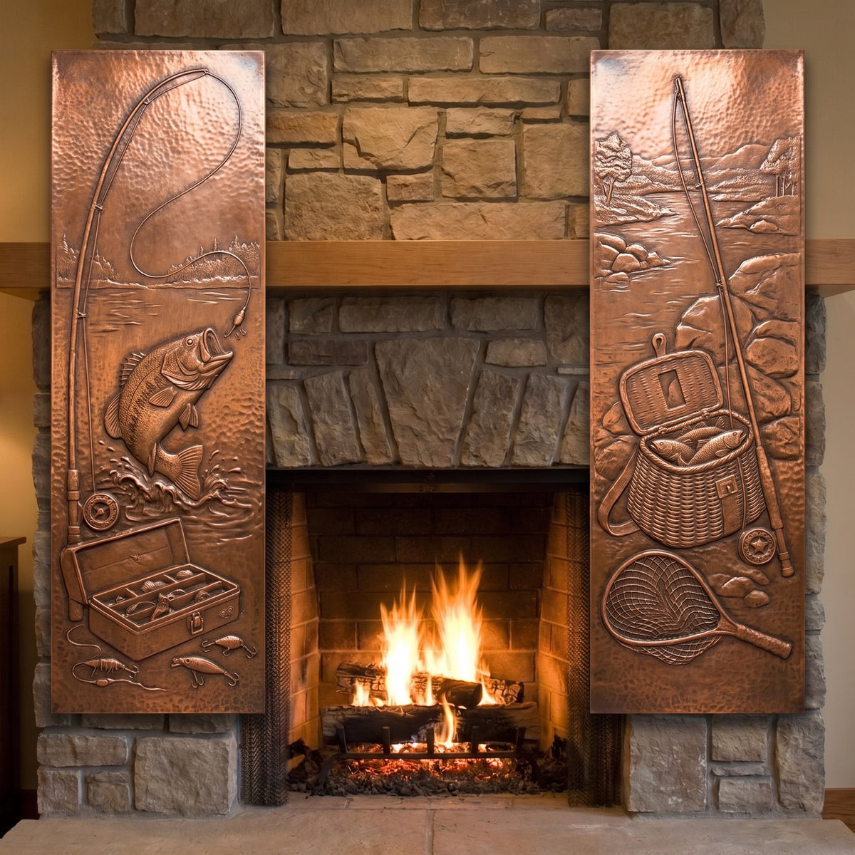 Fishing Copper Panel Pair