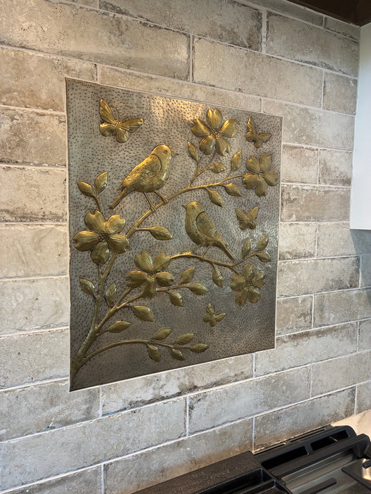Birds & Blossoms Brass Backsplash