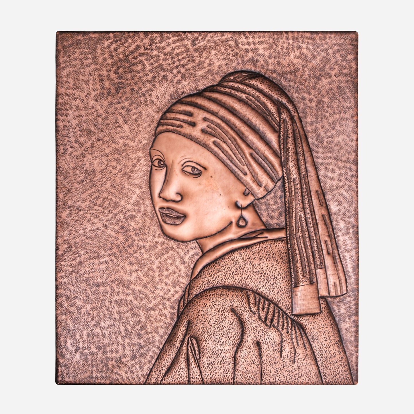 Copper "Girl with a Pearl Earring" Reproduction Wall Art 13.7"x 11.7" - Natuross