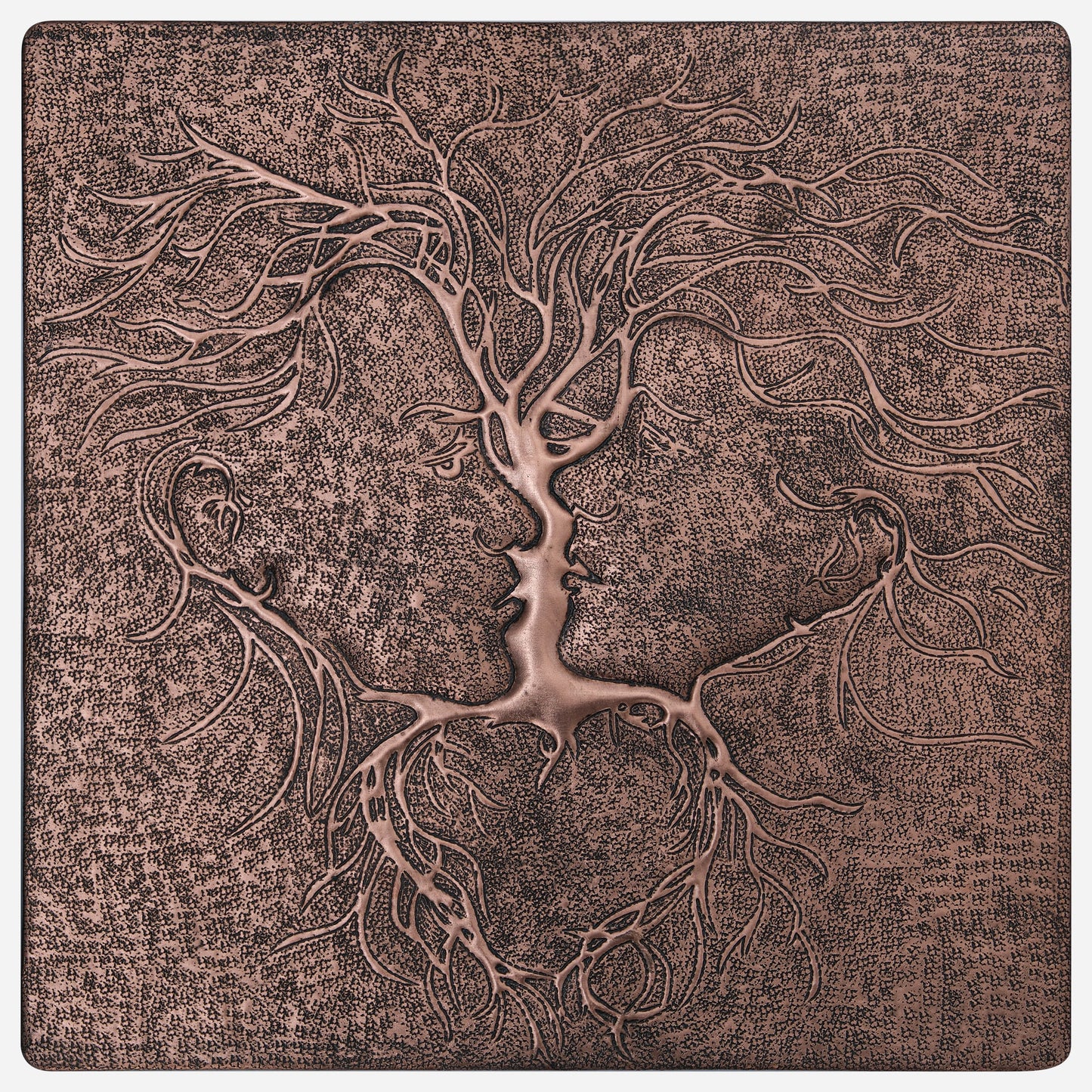 Copper Couple Silhouette with Tree Branches Wall Art 11.8x11.8" - Natuross