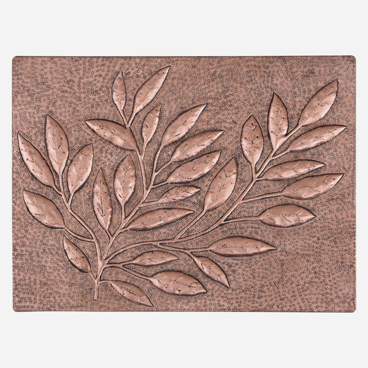 Tree Branch with Leaves Copper Kitchen Backsplash 11.7x15.7"