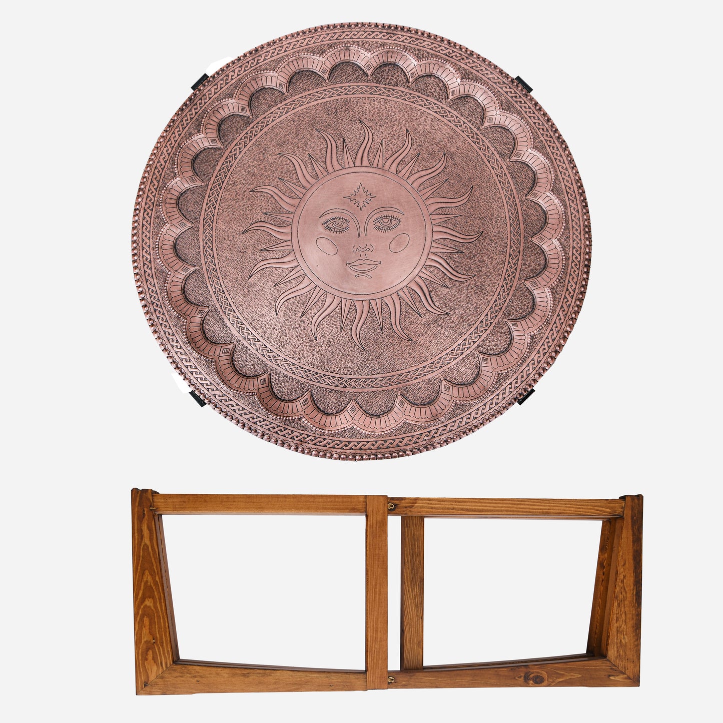 Copper Folding Coffee Table (Sun with Face)