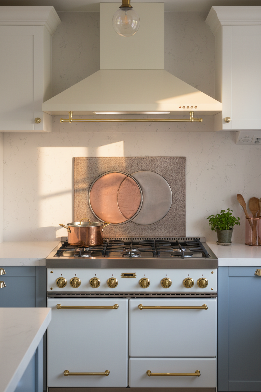 72x36 Inch Eclipse Gray & Copper Backsplash Front Close-Up White Kitchen