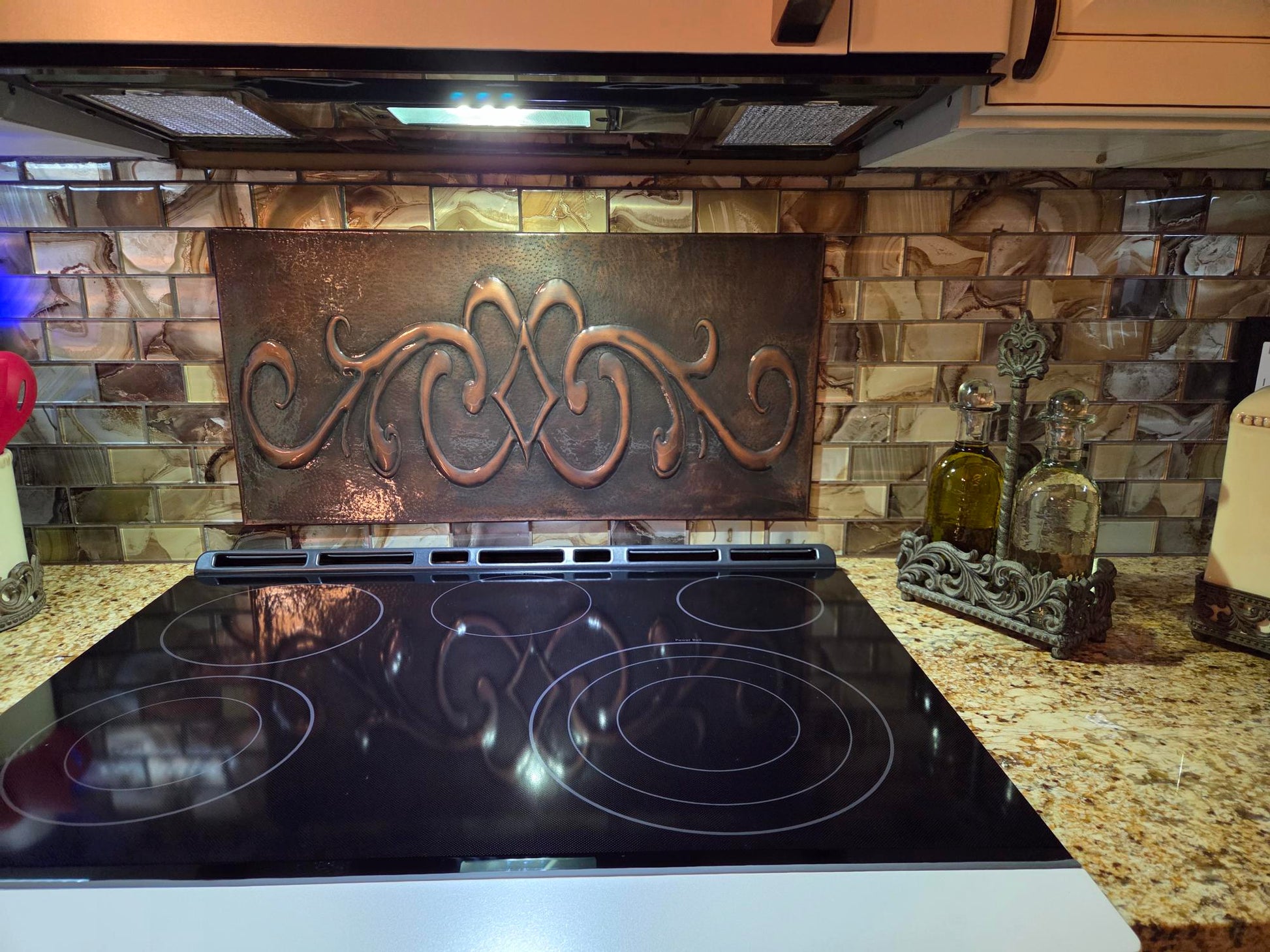 Scrollwork Copper Panel — Handmade Decorative Wall & Backsplash Art - Natuross