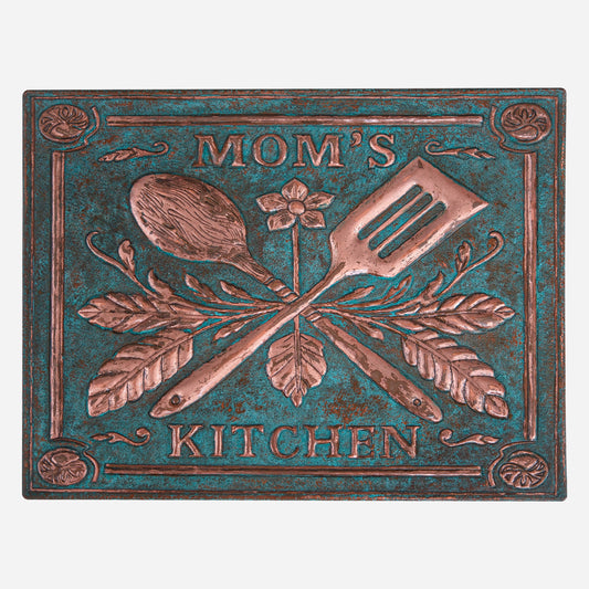 "Mom's Kitchen" Copper Backsplash Tile 11.8x15.7" Green