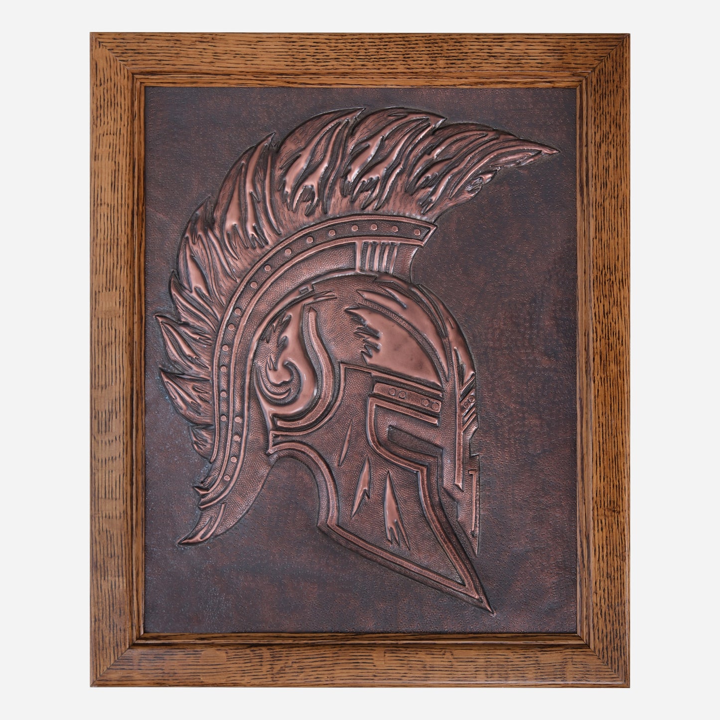 Roman Warrior Helmet Copper and Wood Wall Art 22.4"x18.4" Brown