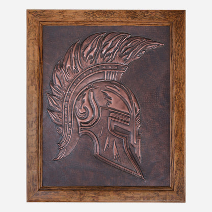 Roman Warrior Helmet Copper and Wood Wall Art 22.4"x18.4" Brown - Natuross