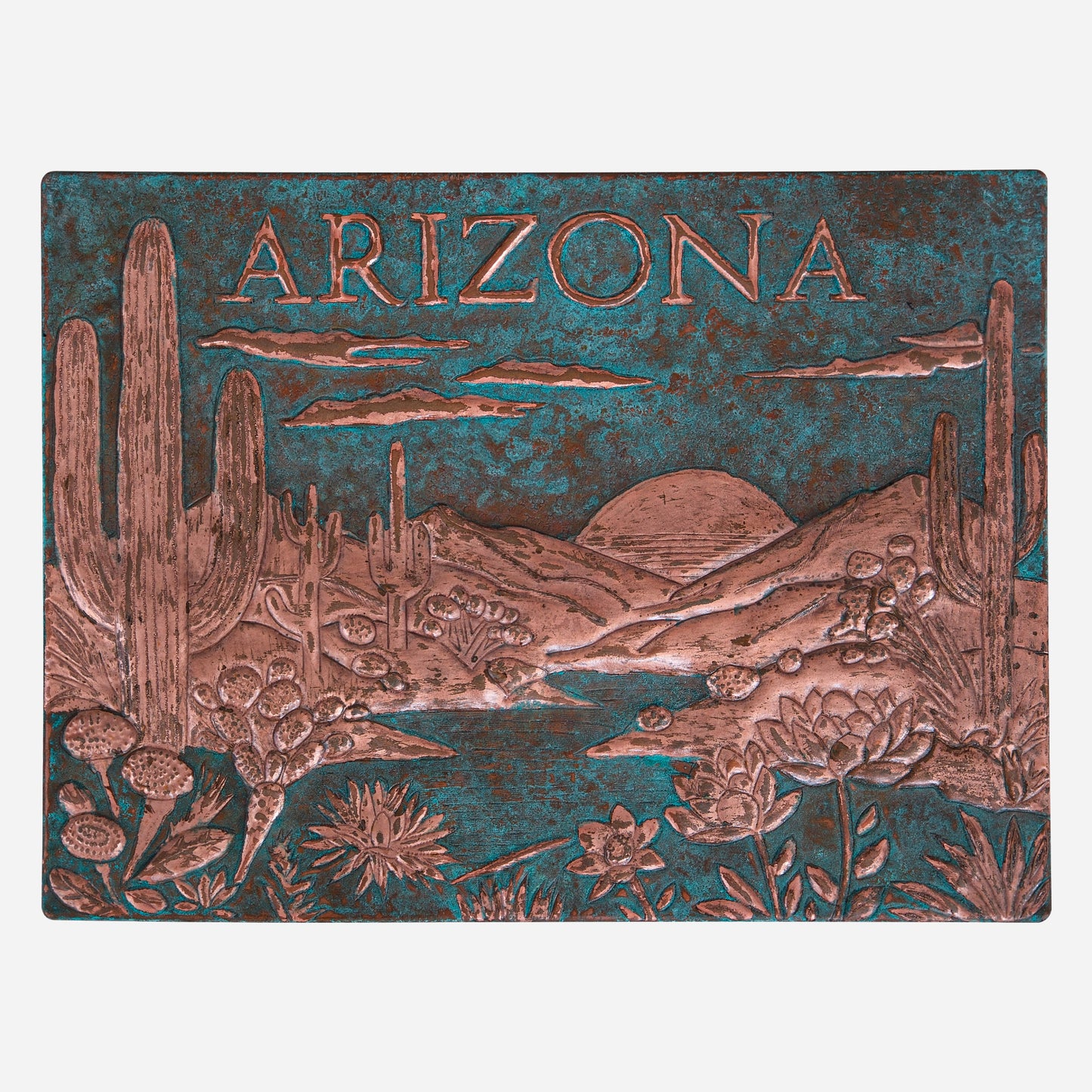 Desert Scene Kitchen Backsplash Tile 11.8x15.7" Green Patina