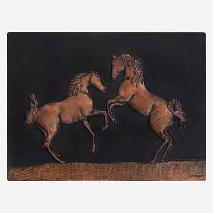 Rearing Horses Copper Wall Art 11.8x15.7" Black - Natuross