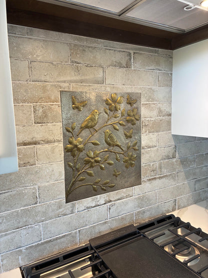 Birds & Blossoms Brass Backsplash